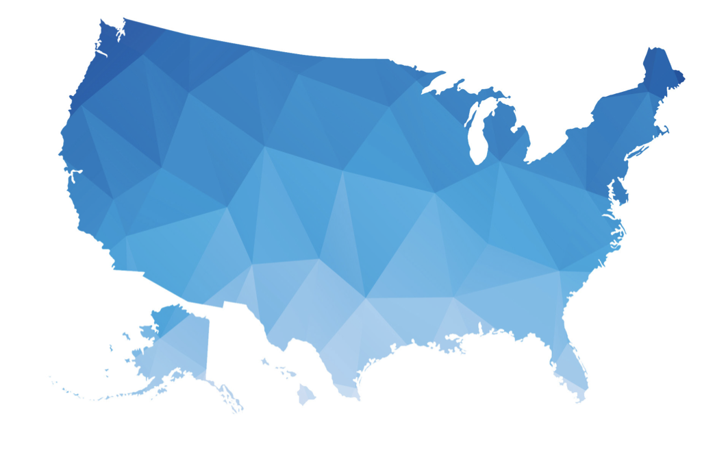 Abstract image of the United States in blue.