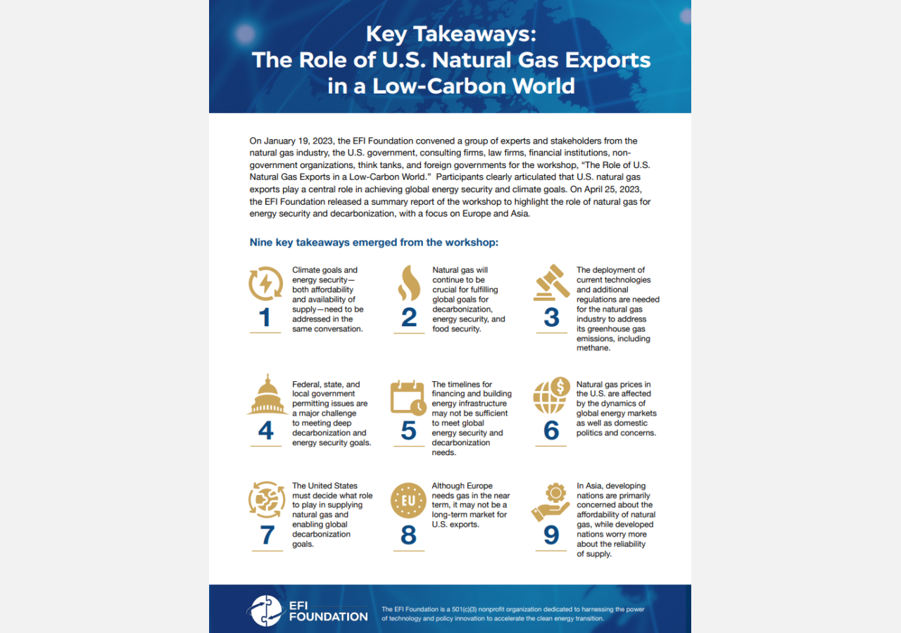 Photo of fact sheet for global gas event in April 2023.